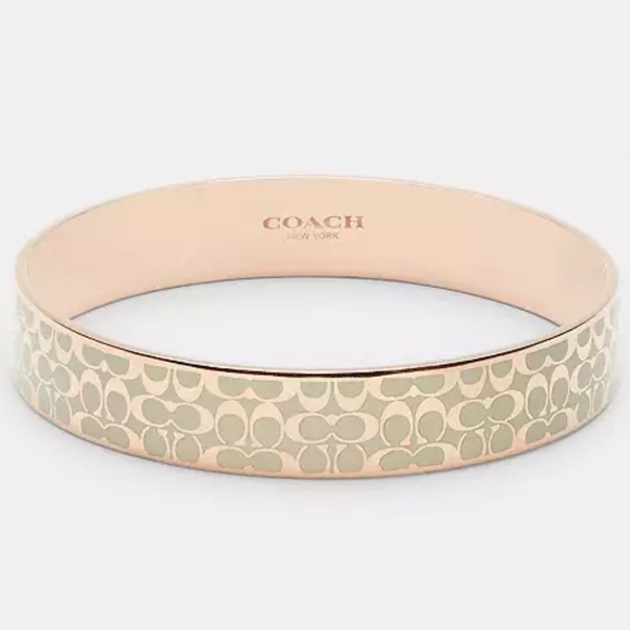 Coach Signature Enamel Bangle- Rose Gold & Chalk - Picture 1 of 4